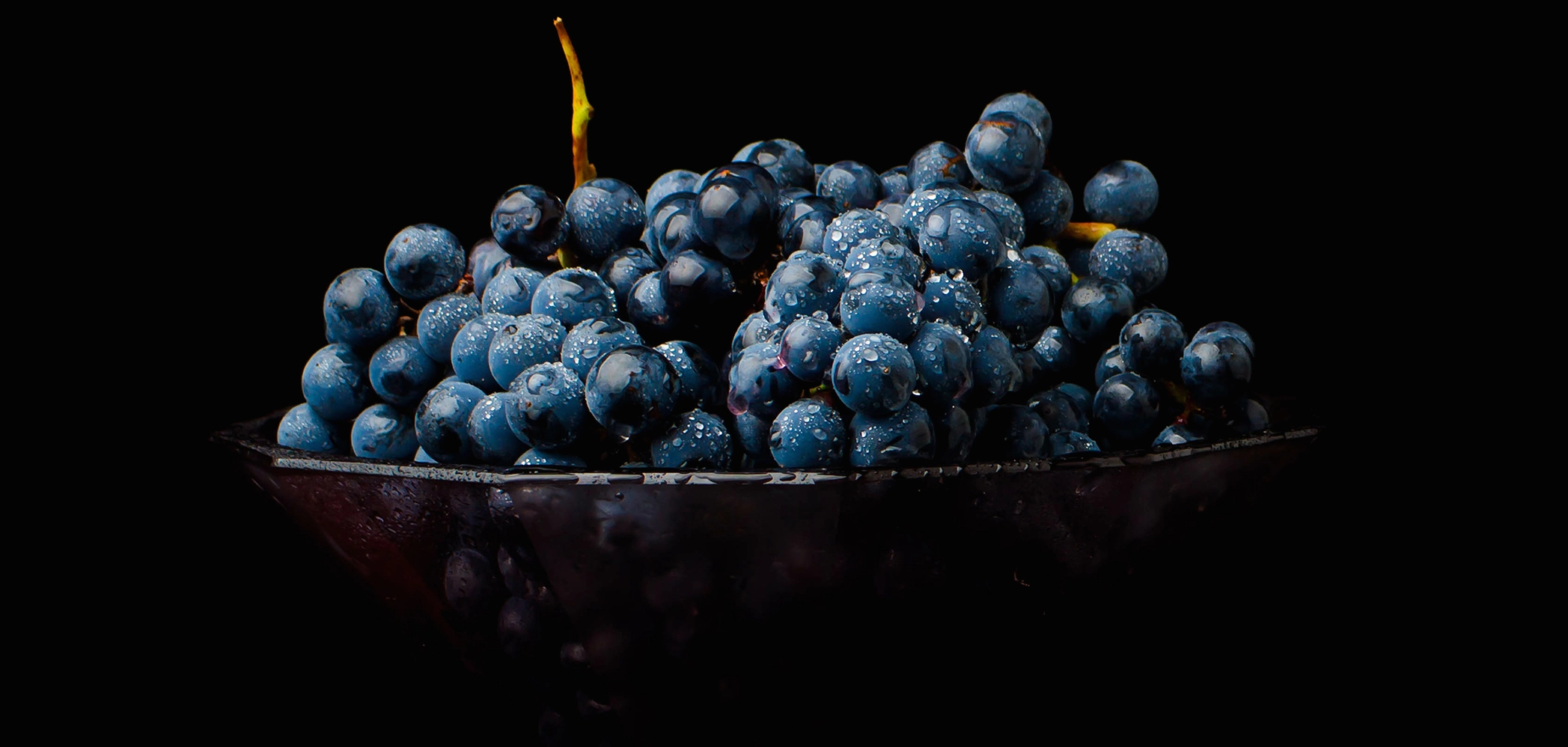 bowl full of blue grapes