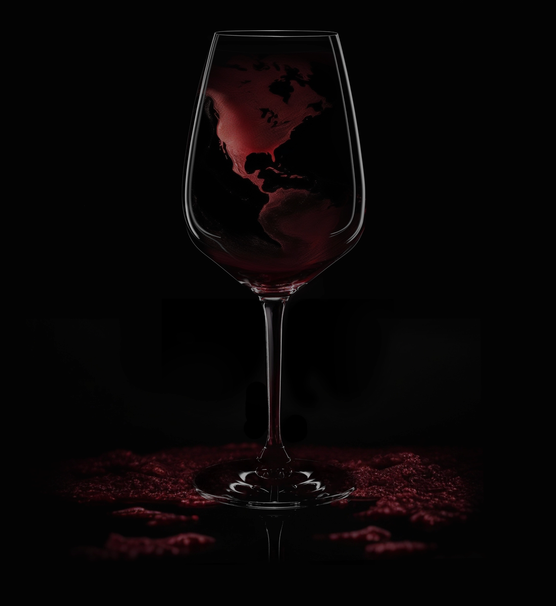 World Wide Wine Composition out of a wine glas, inside the glas is the world globe